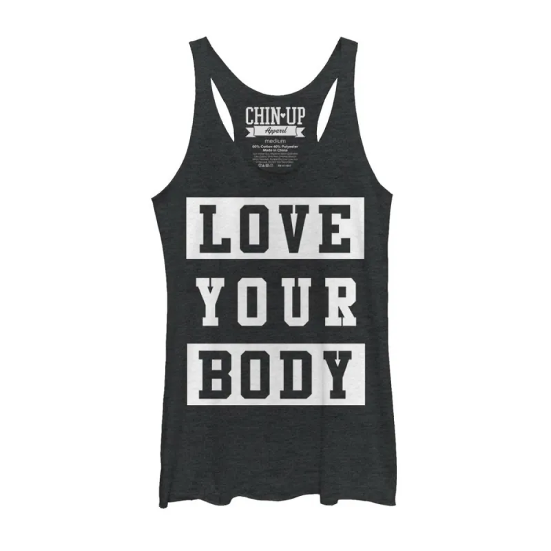 Women's CHIN UP Love Your Body Racerback Tank Top sold by Chin Up Apparel