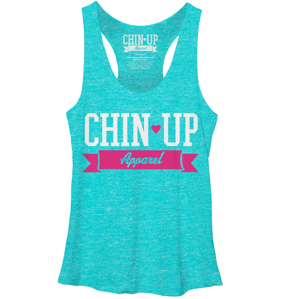 Women's CHIN UP Logo Ribbon Racerback Tank Top sold by Chin Up Apparel