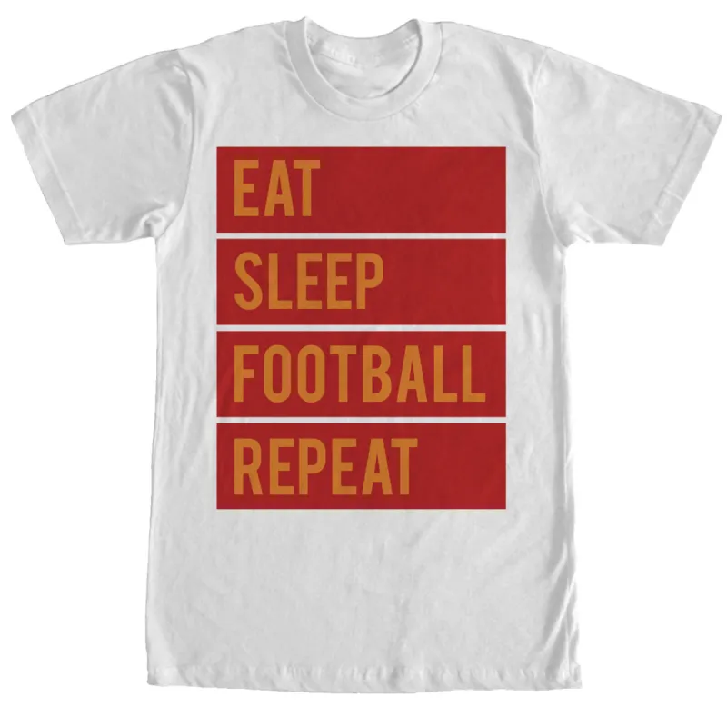 Men's CHIN UP Eat Sleep Football Repeat T-Shirt sold by Chin Up Apparel