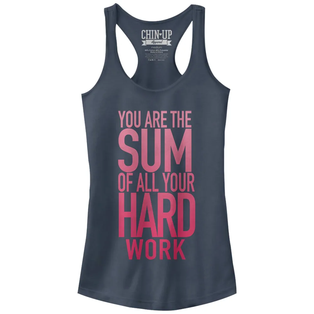 Junior's CHIN UP Sum of all Your Hard Work Racerback Tank Top sold by Chin Up Apparel