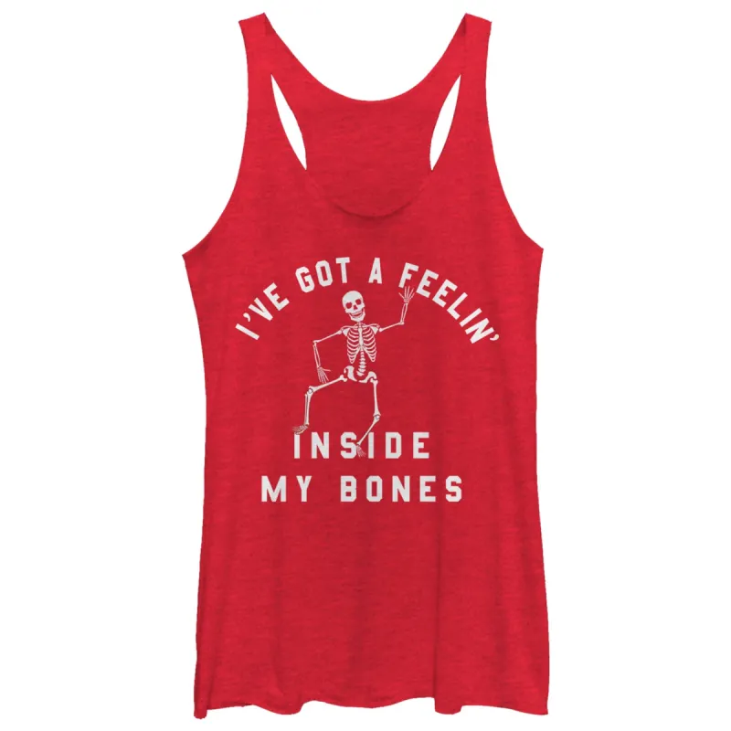 Women's CHIN UP Halloween Skeleton Feelings Racerback Tank Top sold by Chin Up Apparel
