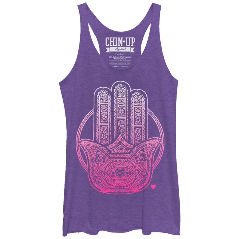 Women's CHIN UP Henna Hamsa Racerback Tank Top sold by Chin Up Apparel