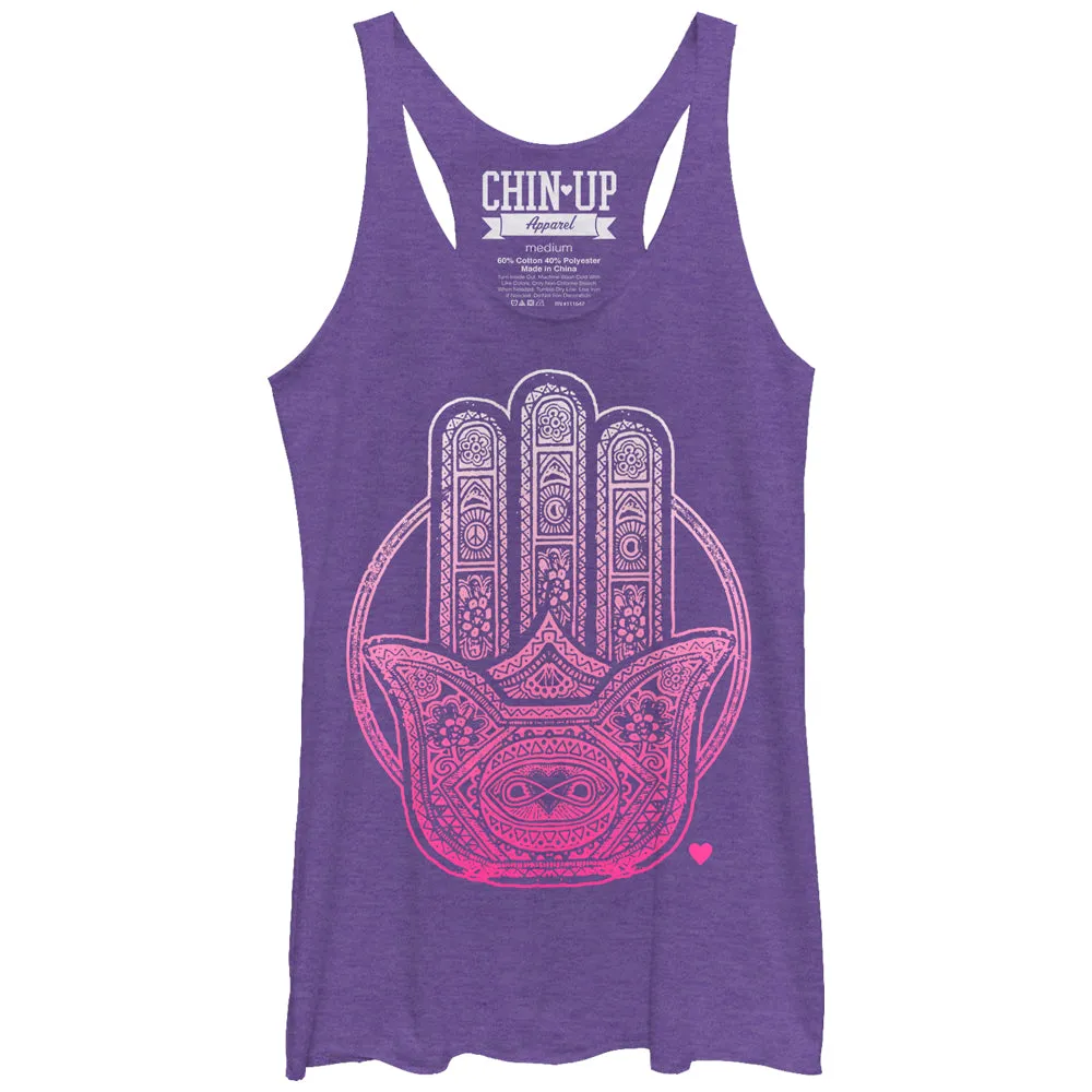 Women's CHIN UP Henna Hamsa Racerback Tank Top sold by Chin Up Apparel
