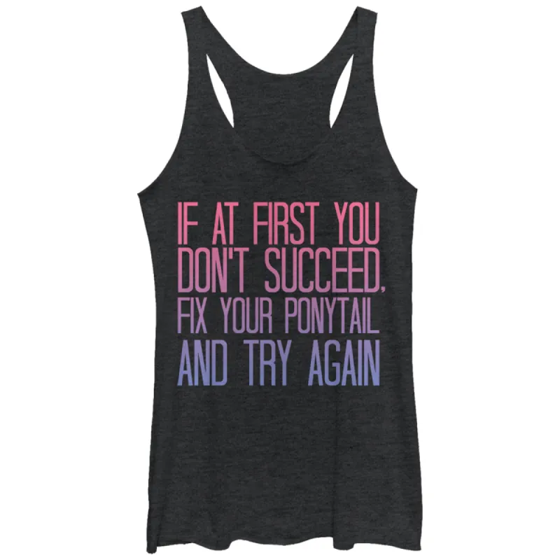 Women's CHIN UP Fix Your Ponytail and Succeed Racerback Tank Top sold by Chin Up Apparel
