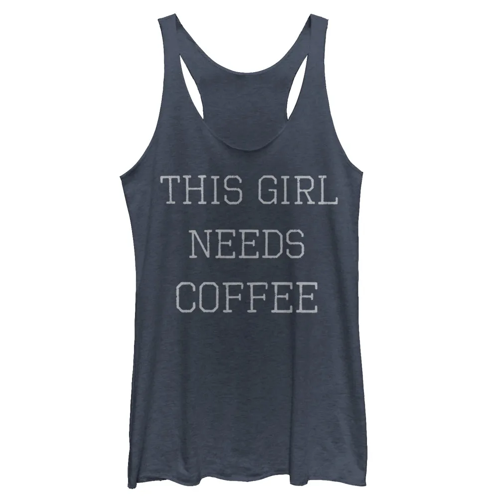 Women's CHIN UP Girl Needs Coffee Racerback Tank Top sold by Chin Up Apparel