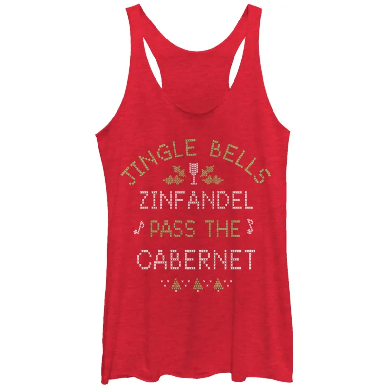 Women's CHIN UP Christmas Wine Song Racerback Tank Top sold by Chin Up Apparel