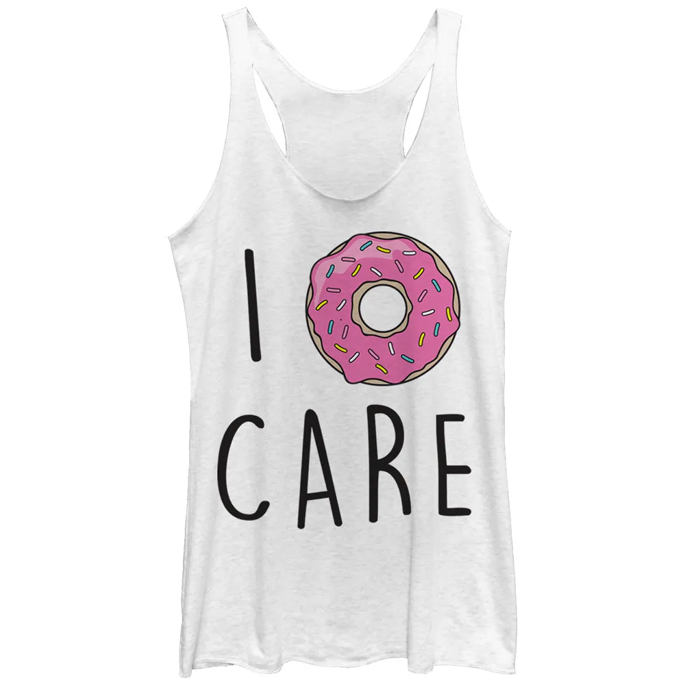 Women's CHIN UP I Donut Care Racerback Tank Top sold by Chin Up Apparel