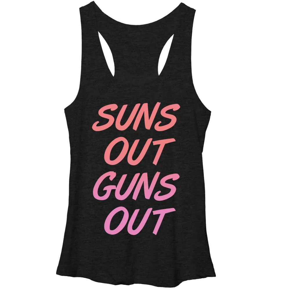 Women's CHIN UP Sun's Out Guns Out Racerback Tank Top sold by Chin Up Apparel