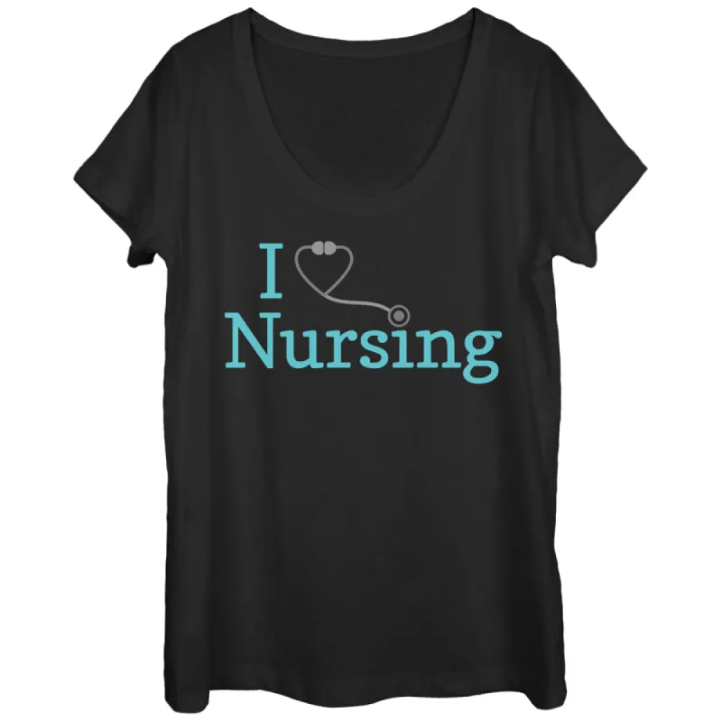 Women's CHIN UP I Love Nursing Stethoscope Scoop Neck sold by Chin Up Apparel