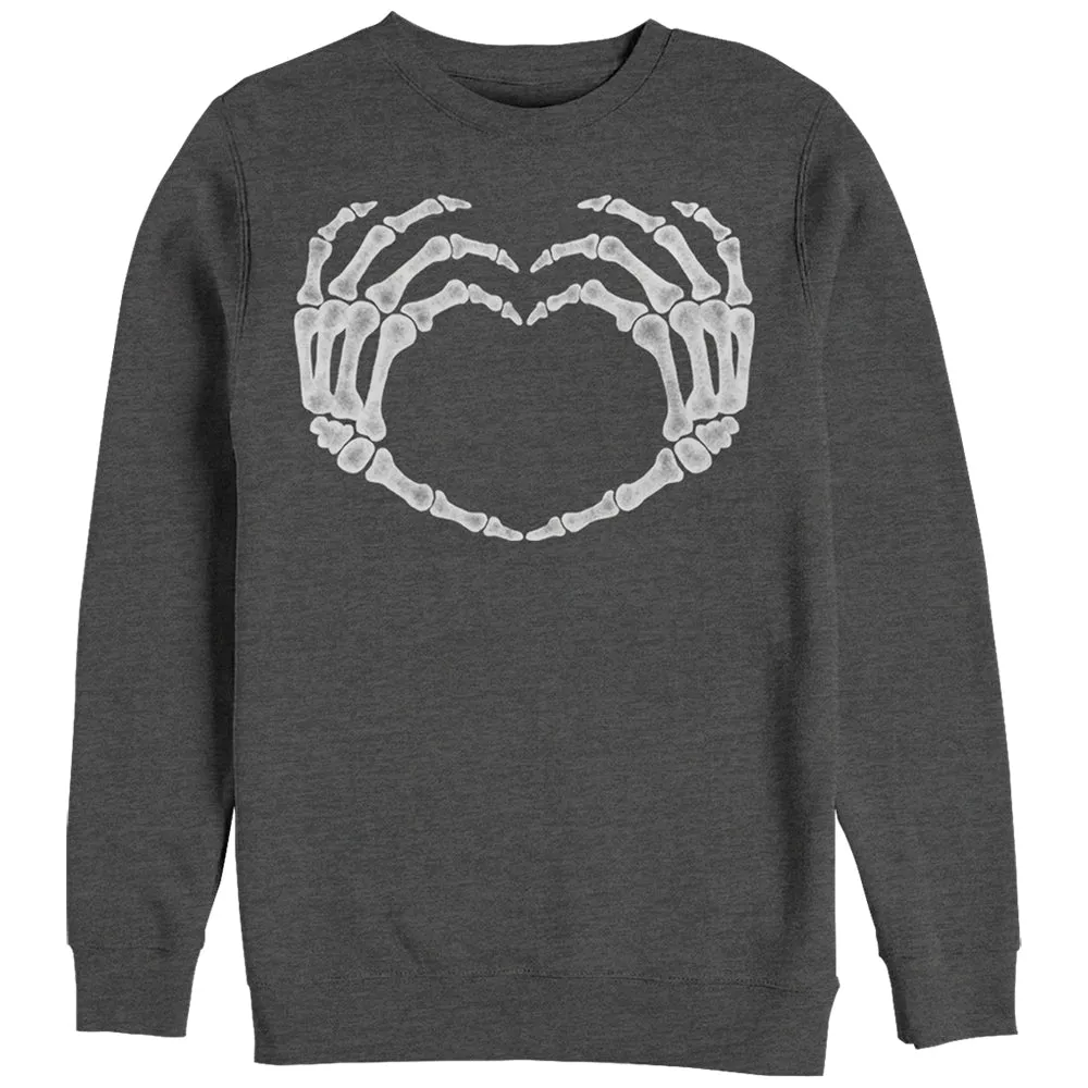 Women's CHIN UP Halloween Skeleton Heart Hands Sweatshirt sold by Chin Up Apparel