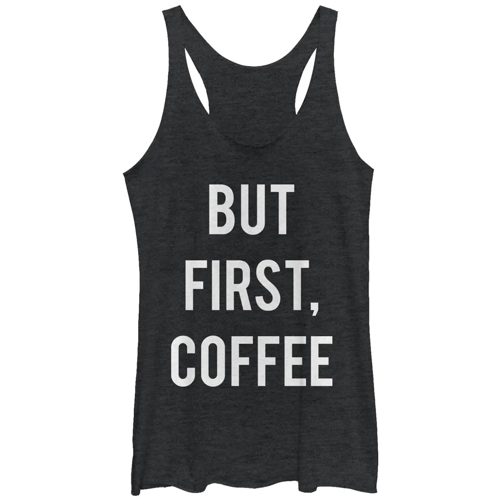 Women's CHIN UP But First Coffee Racerback Tank Top sold by Chin Up Apparel
