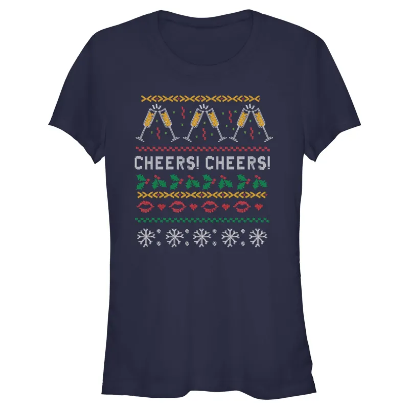 Junior's CHIN UP Ugly Christmas Cheers T-Shirt sold by Chin Up Apparel