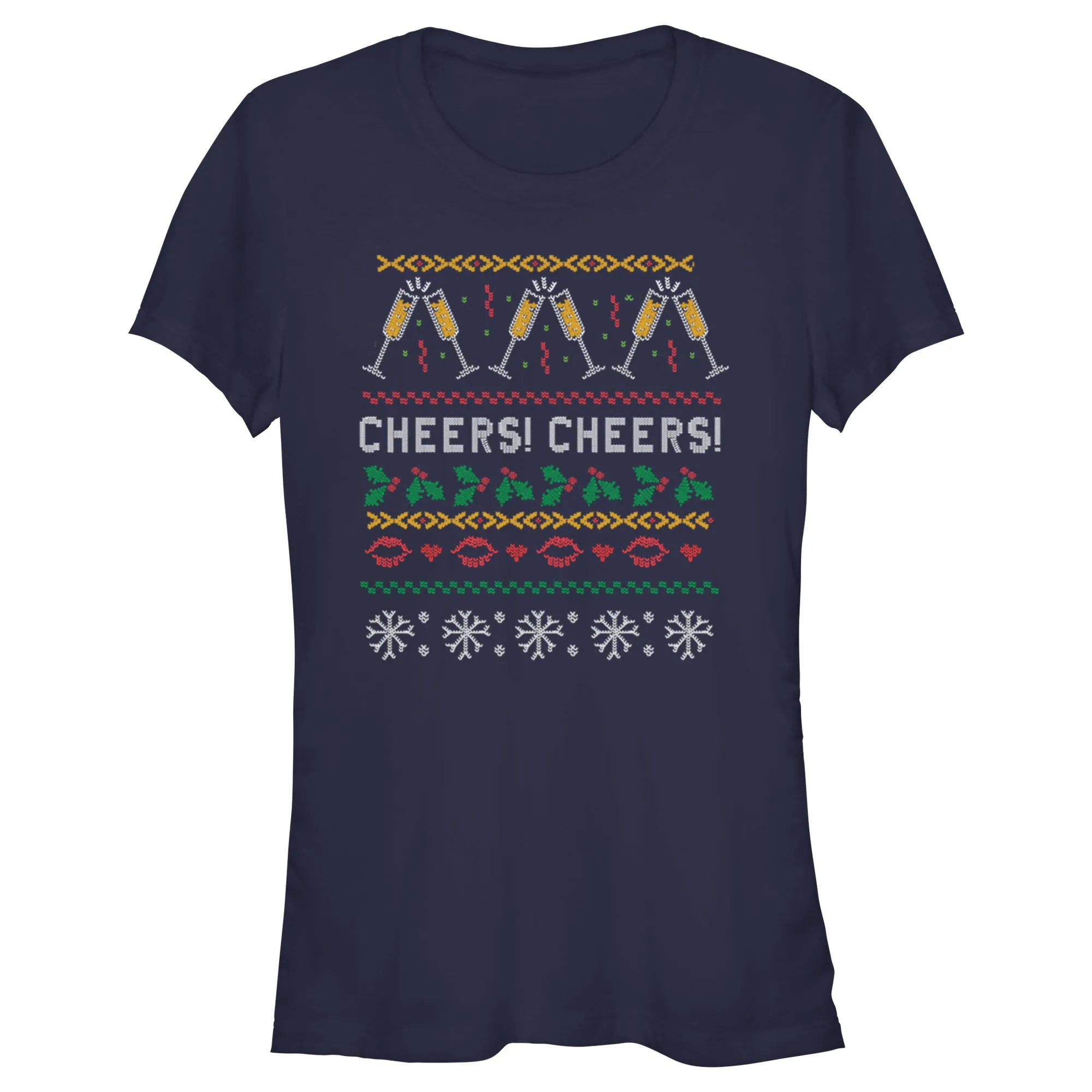 Junior's CHIN UP Ugly Christmas Cheers T-Shirt sold by Chin Up Apparel