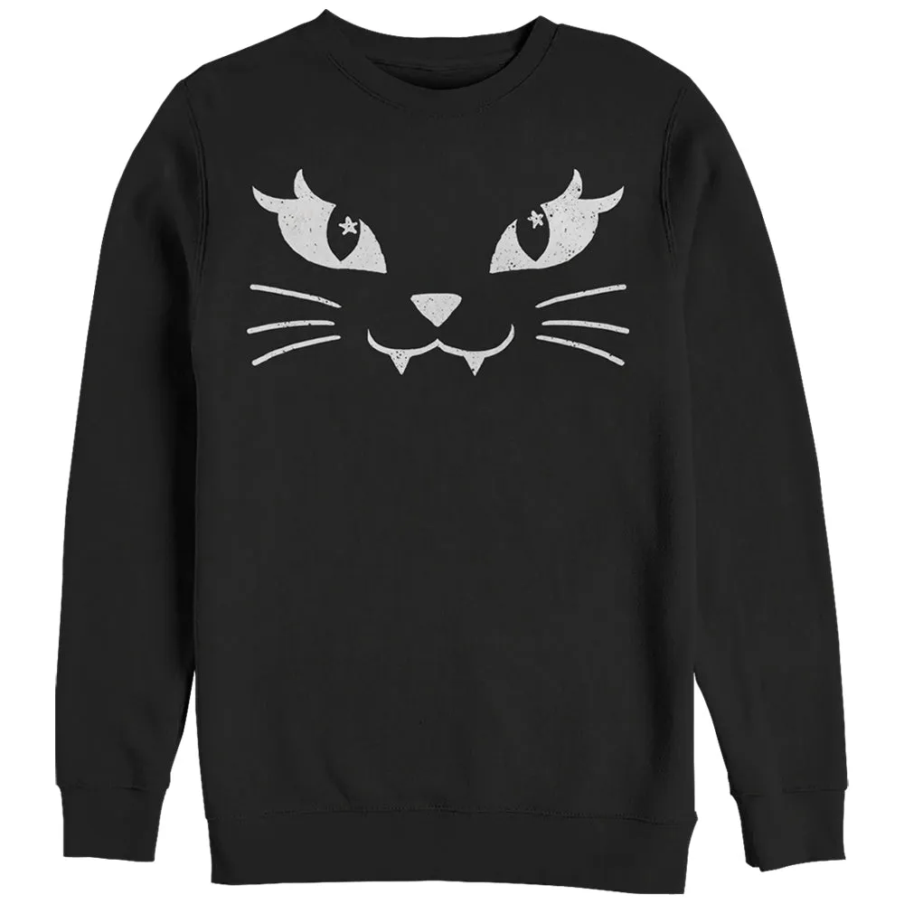 Women's CHIN UP Halloween Kitty Cat Face Sweatshirt sold by Chin Up Apparel