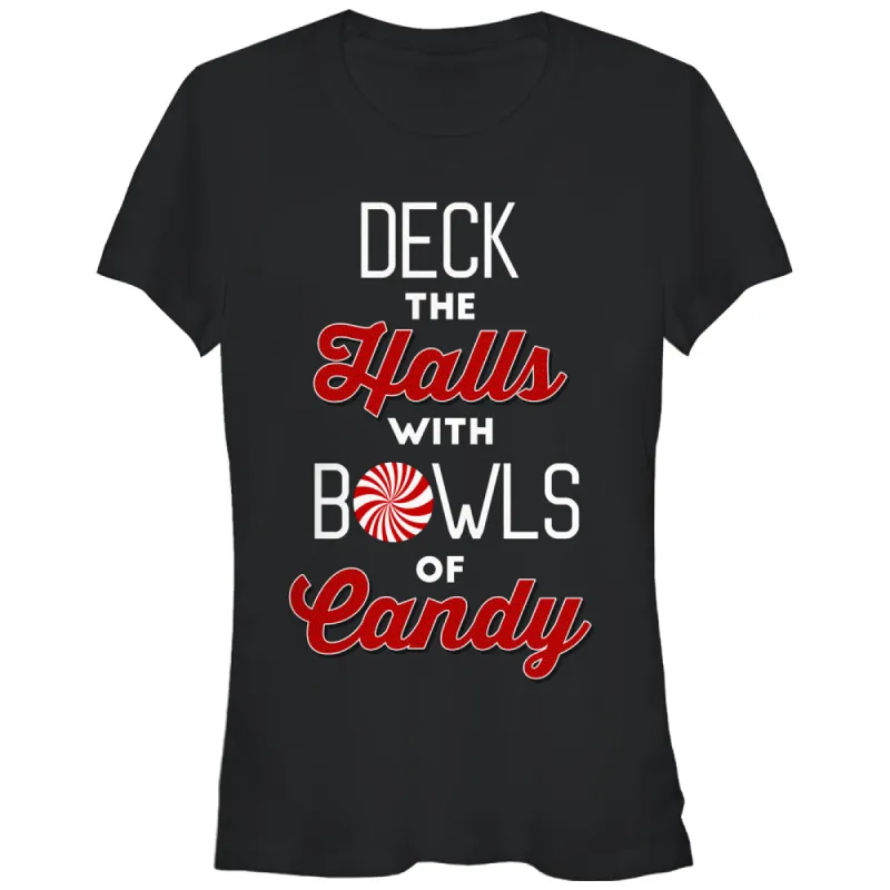 Junior's CHIN UP Christmas Candy Deck the Halls T-Shirt sold by Chin Up Apparel