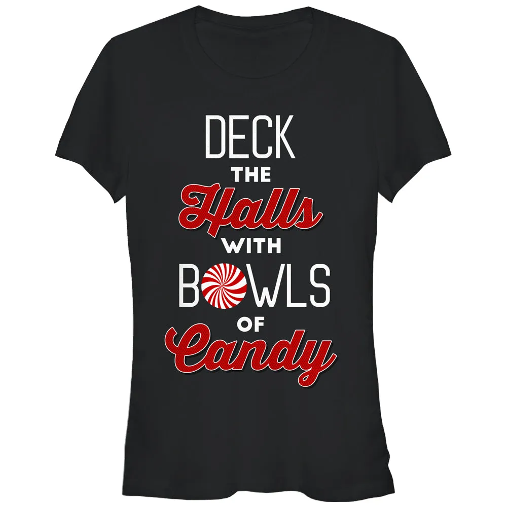 Junior's CHIN UP Christmas Candy Deck the Halls T-Shirt sold by Chin Up Apparel