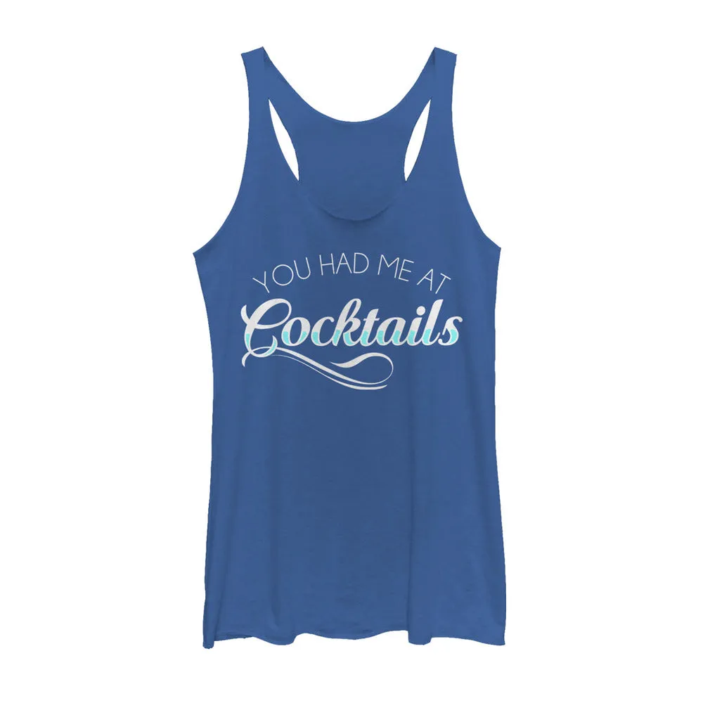 Women's CHIN UP Had Me at Cocktails Racerback Tank Top sold by Chin Up Apparel