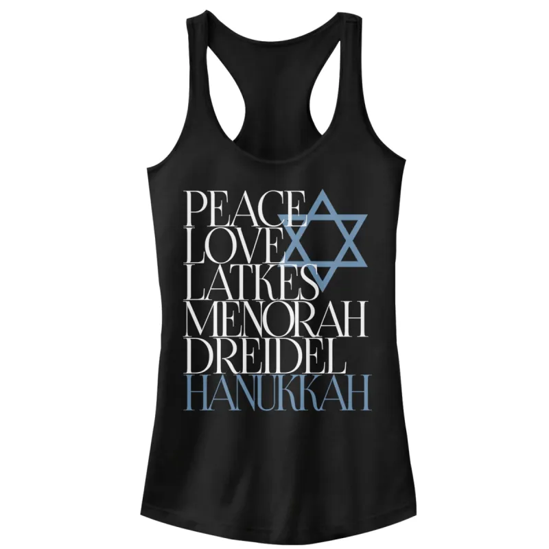 Junior's CHIN UP Hanukkah Wish List Racerback Tank Top sold by Chin Up Apparel