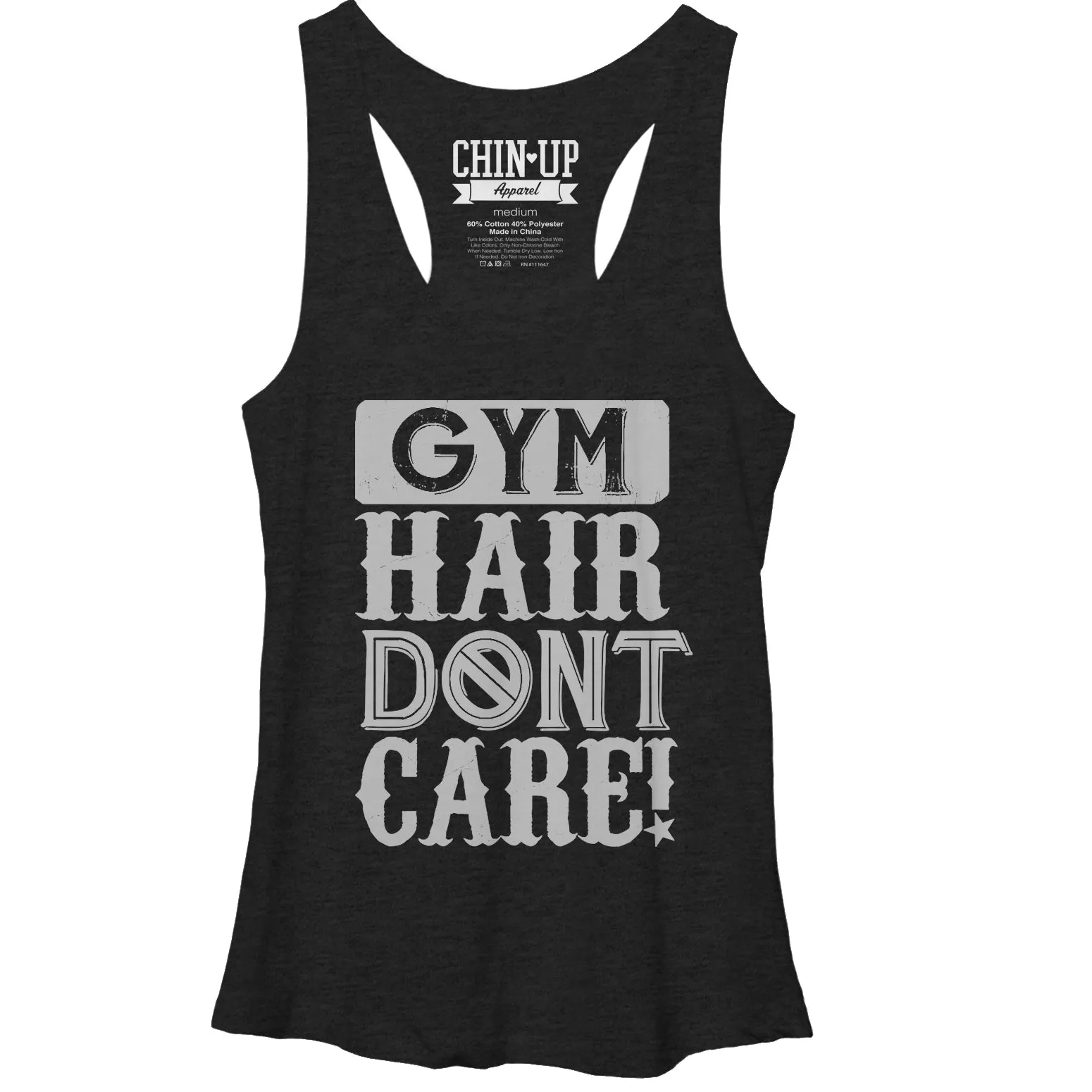 Women's CHIN UP Gym Hair Don't Care Racerback Tank Top sold by Chin Up Apparel