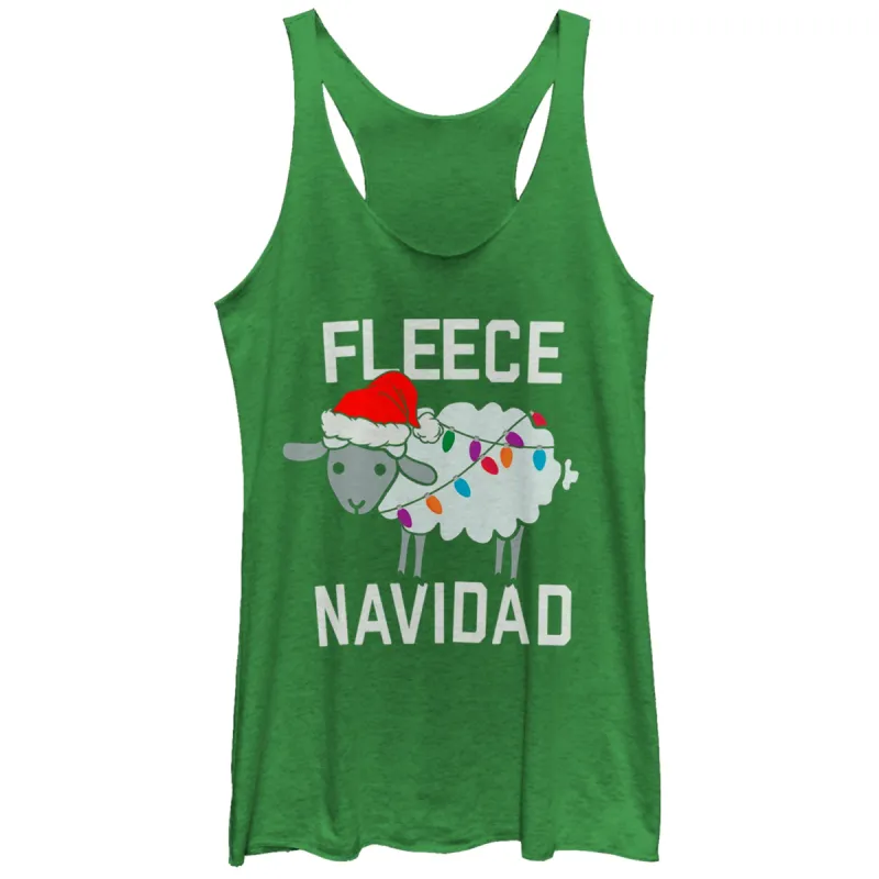 Women's CHIN UP Christmas Fleece Navidad Racerback Tank Top sold by Chin Up Apparel