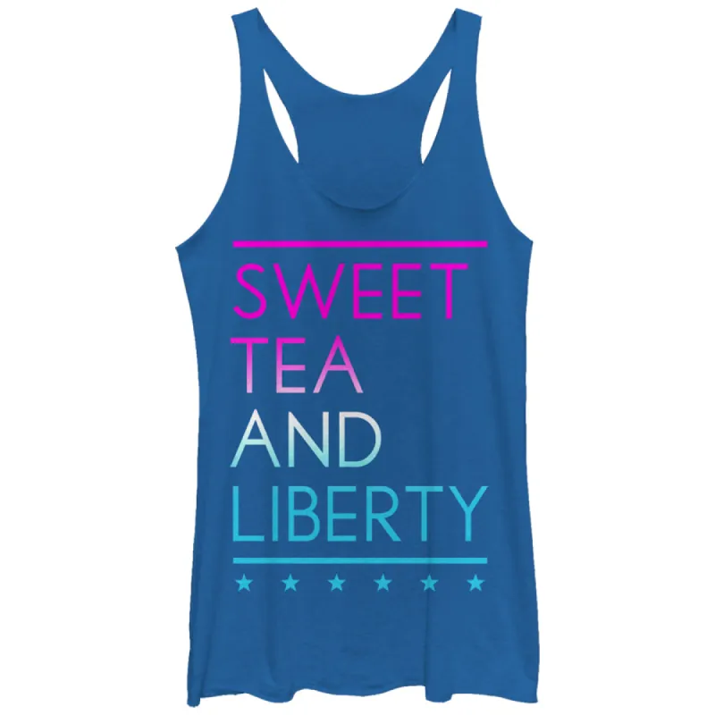 Women's CHIN UP 4th of July Sweet Tea and Liberty Racerback Tank Top sold by Chin Up Apparel