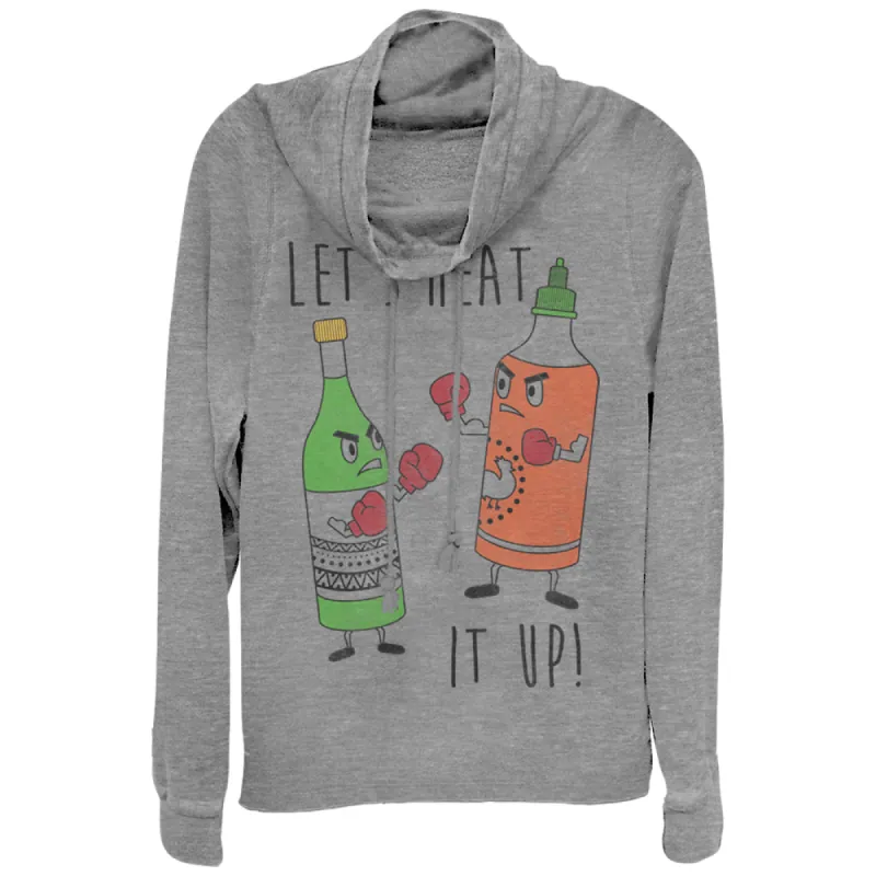 Junior's CHIN UP Heat It Up Hot Sauce Cowl Neck Sweatshirt sold by Chin Up Apparel