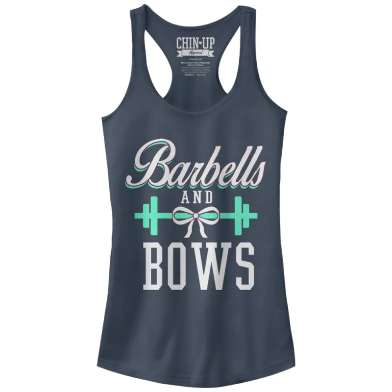 Junior's CHIN UP Barbells and Bows Racerback Tank Top sold by Chin Up Apparel