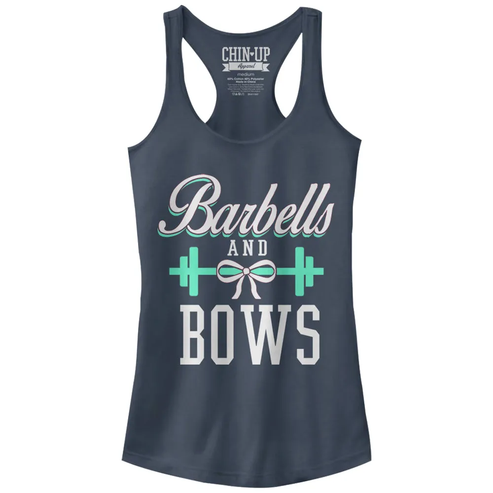 Junior's CHIN UP Barbells and Bows Racerback Tank Top sold by Chin Up Apparel