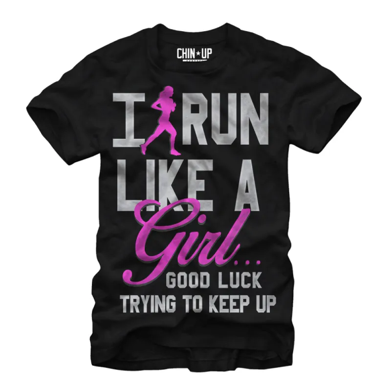 Women's CHIN UP Run Like a Girl Boyfriend Tee sold by Chin Up Apparel