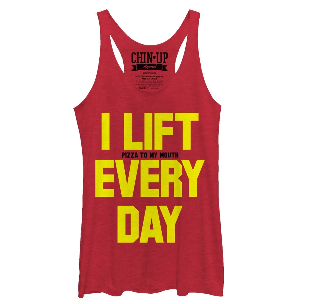 Women's CHIN UP Lift Pizza Every Day Racerback Tank Top sold by Chin Up Apparel