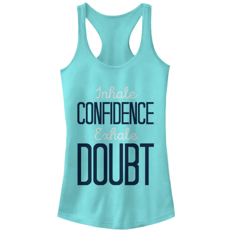 Junior's CHIN UP Inhale Confidence Exhale Doubt Racerback Tank Top sold by Chin Up Apparel