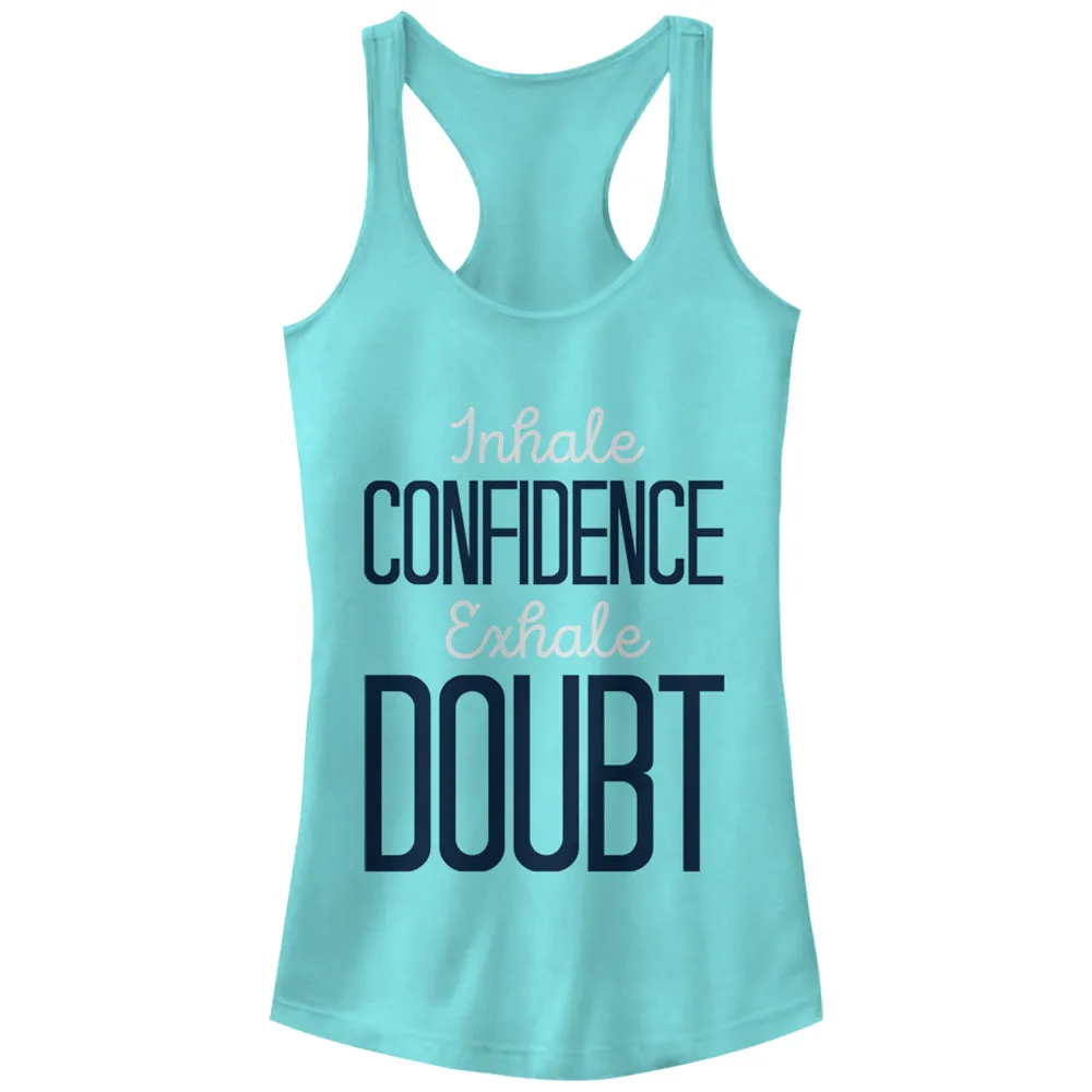 Junior's CHIN UP Inhale Confidence Exhale Doubt Racerback Tank Top sold by Chin Up Apparel