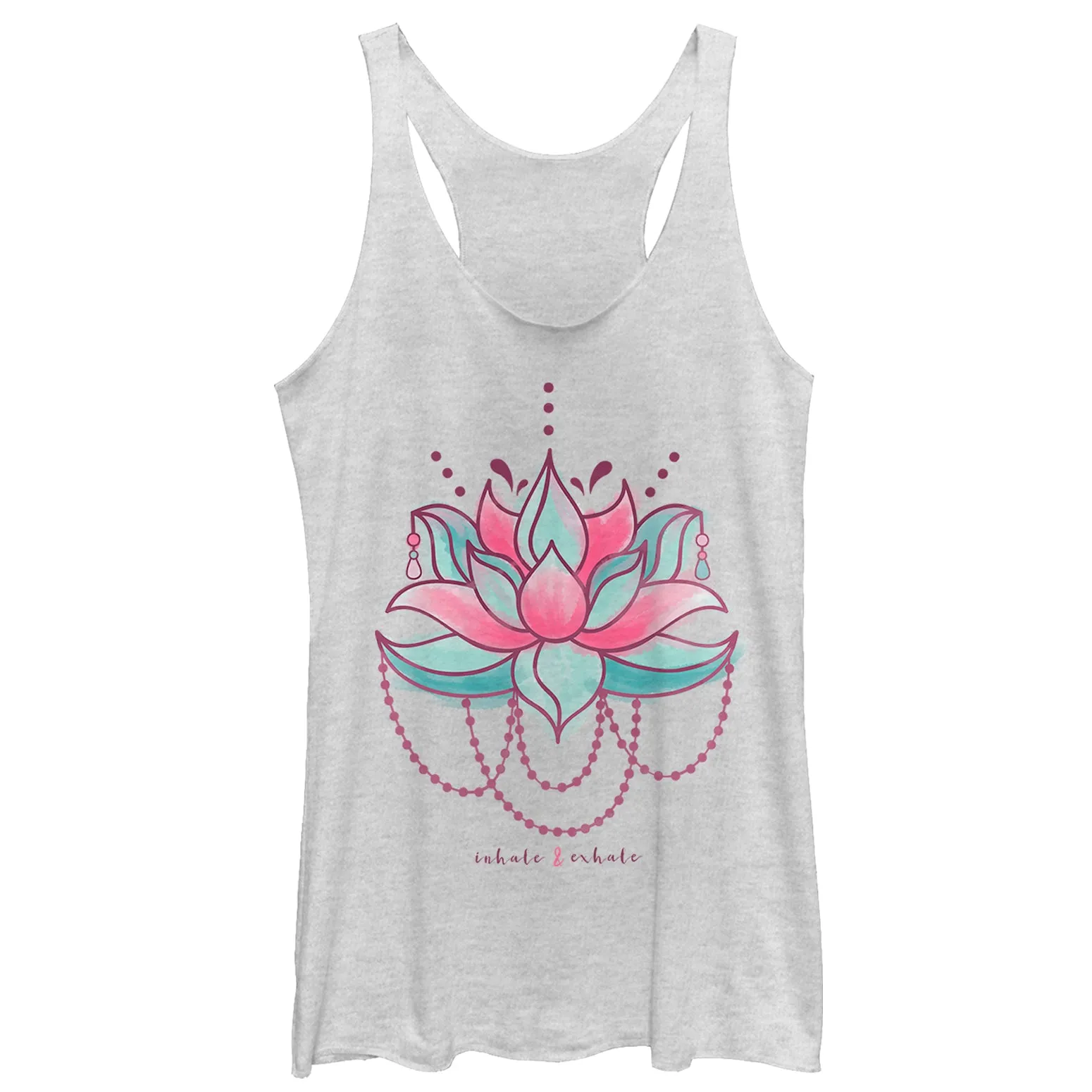 Women's CHIN UP Inhale Exhale Lotus Flower Racerback Tank Top sold by Chin Up Apparel