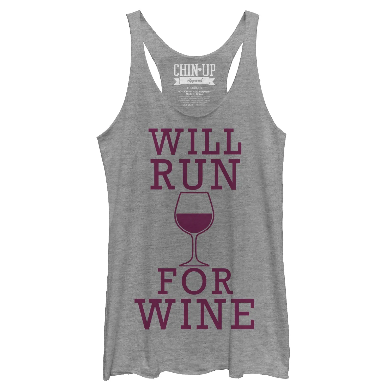 Women's CHIN UP Will Run For Wine Racerback Tank Top sold by Chin Up Apparel