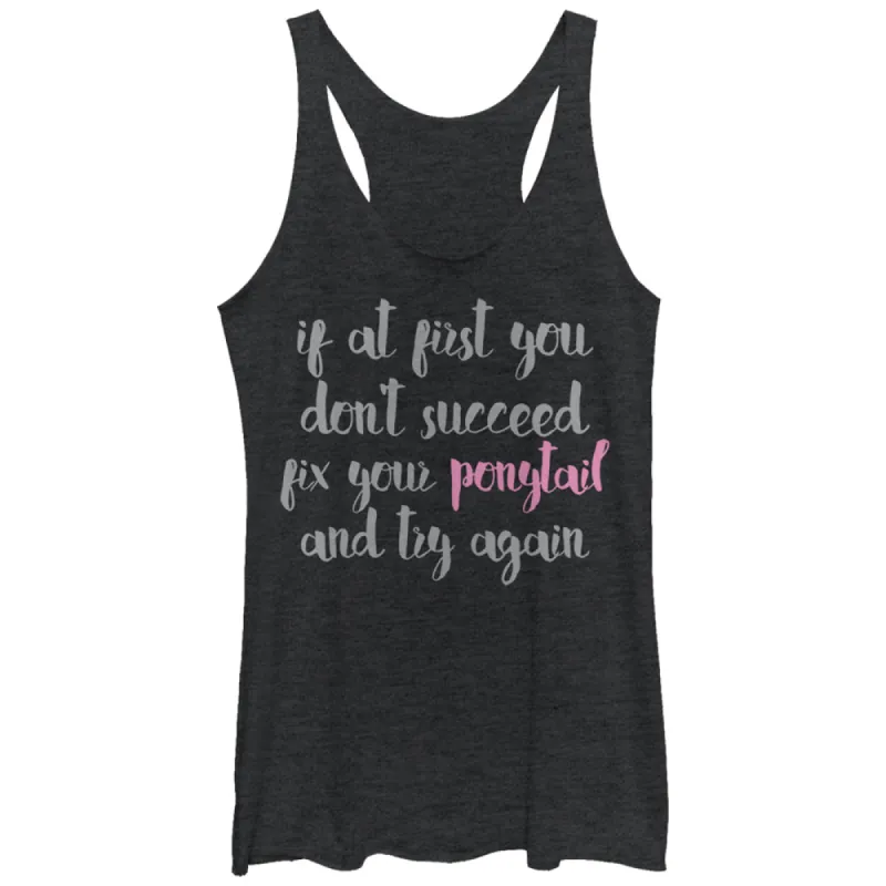 Women's CHIN UP Fix Your Ponytail Racerback Tank Top sold by Chin Up Apparel