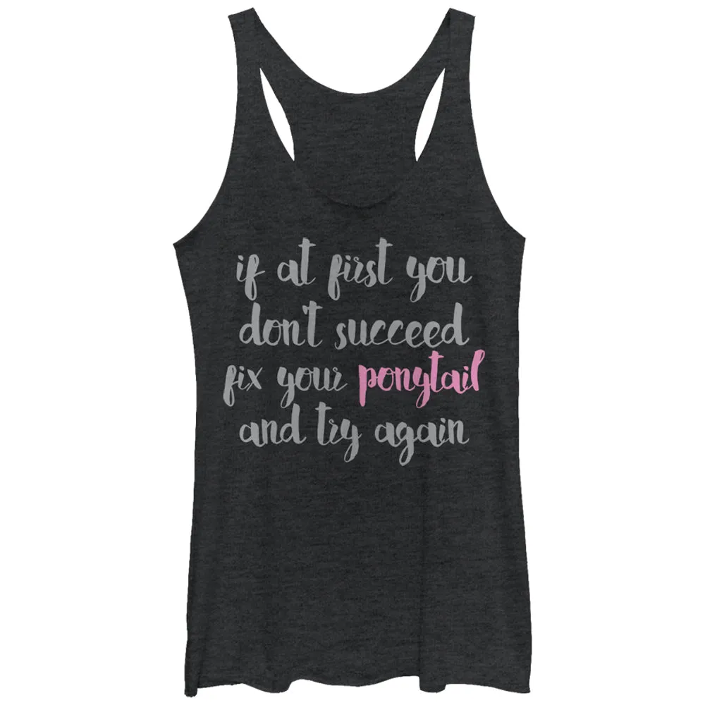 Women's CHIN UP Fix Your Ponytail Racerback Tank Top sold by Chin Up Apparel
