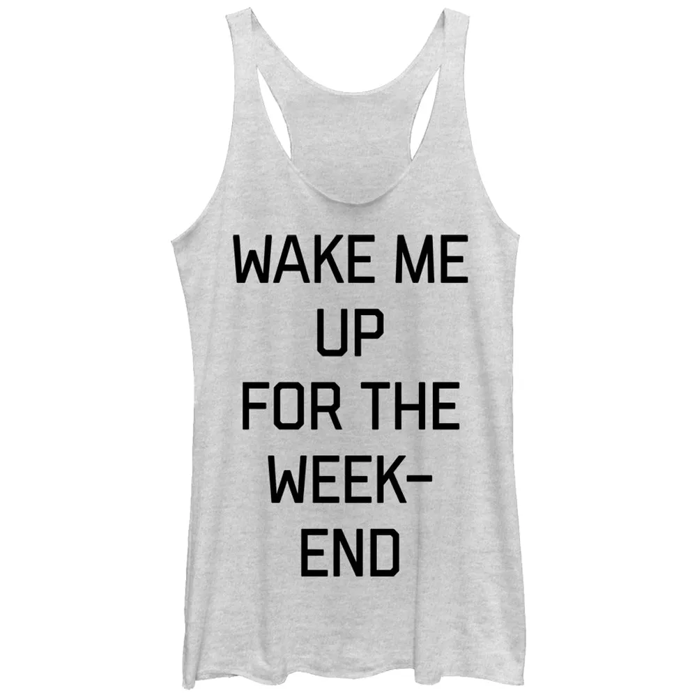 Women's CHIN UP Wake Me for the Weekend Racerback Tank Top sold by Chin Up Apparel