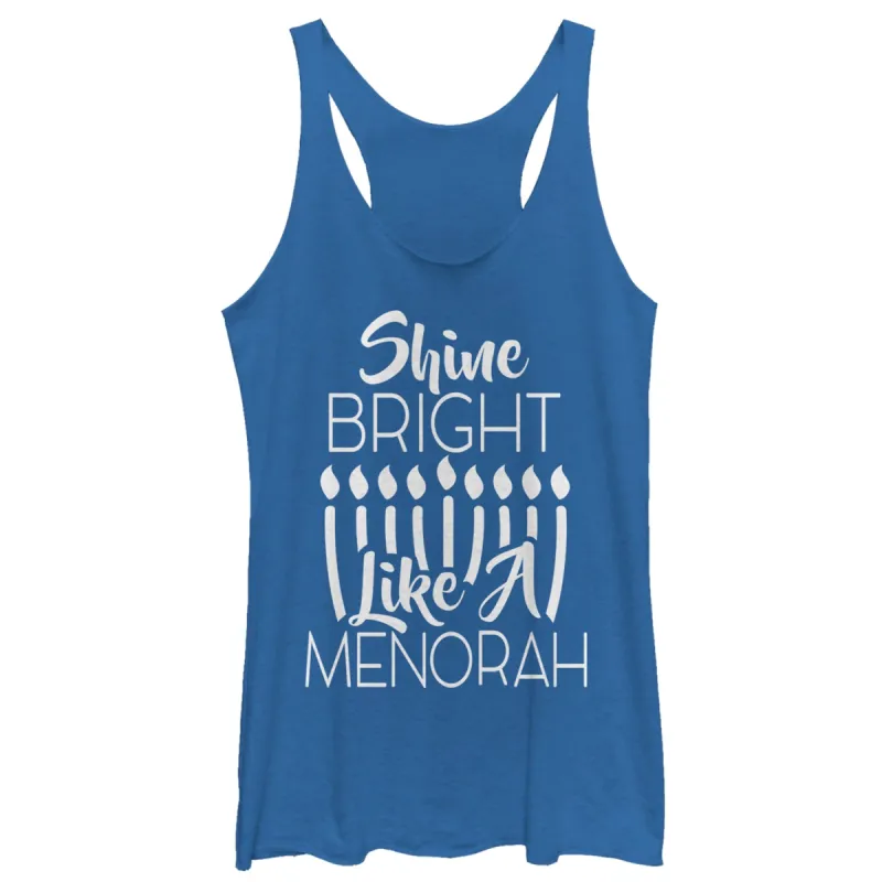 Women's CHIN UP Hanukkah Bright Menorah Racerback Tank Top sold by Chin Up Apparel