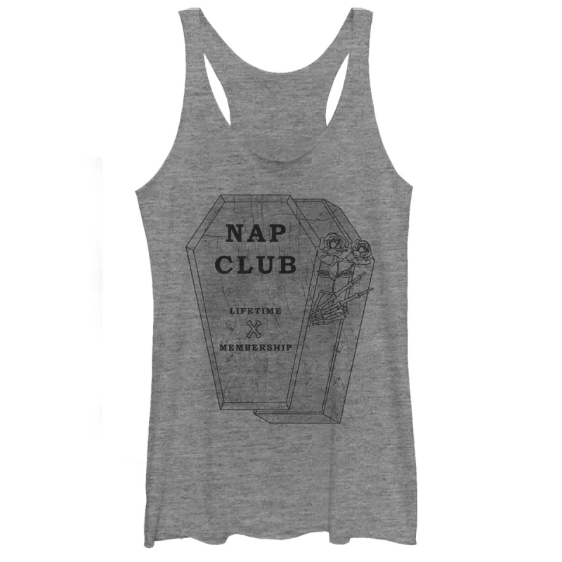 Women's CHIN UP Halloween Nap Club Coffin Racerback Tank Top sold by Chin Up Apparel