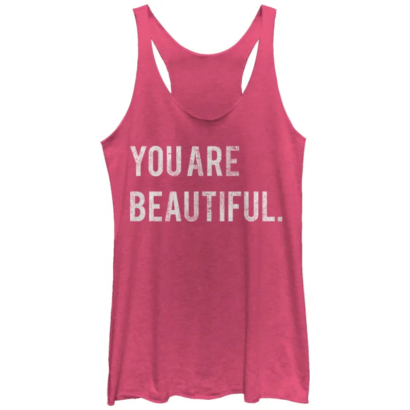Women's CHIN UP You are Beautiful Racerback Tank Top sold by Chin Up Apparel