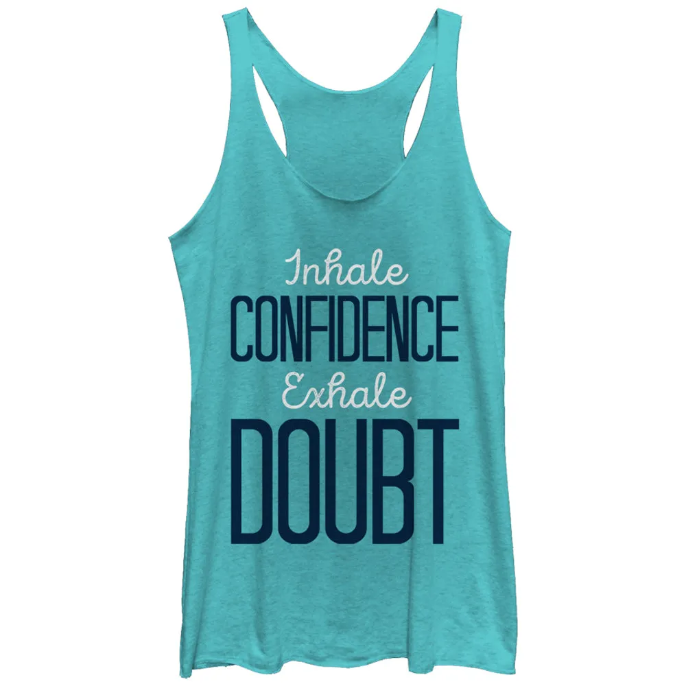 Women's CHIN UP Inhale Confidence Exhale Doubt Racerback Tank Top sold by Chin Up Apparel