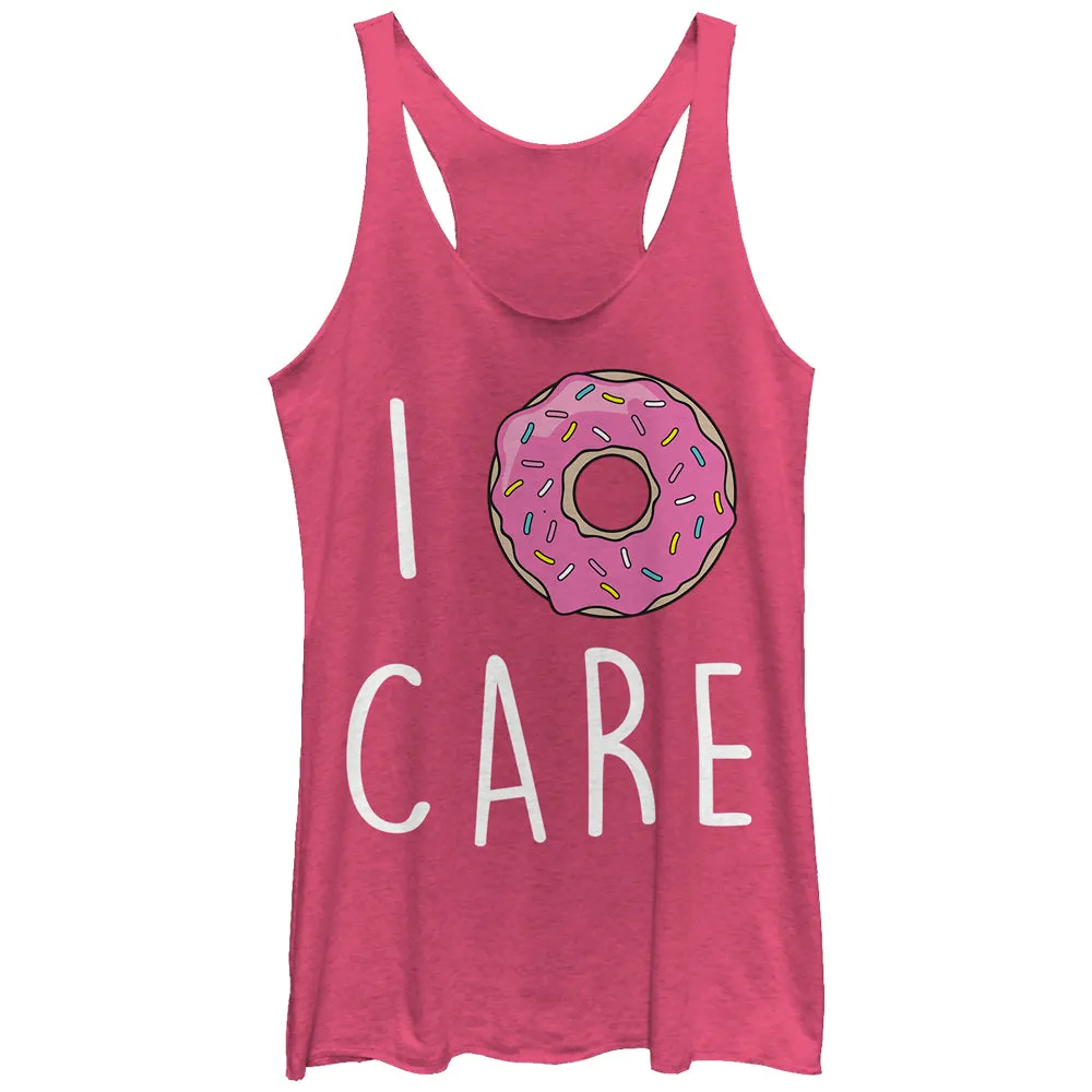 Women's CHIN UP I Donut Care Racerback Tank Top sold by Chin Up Apparel