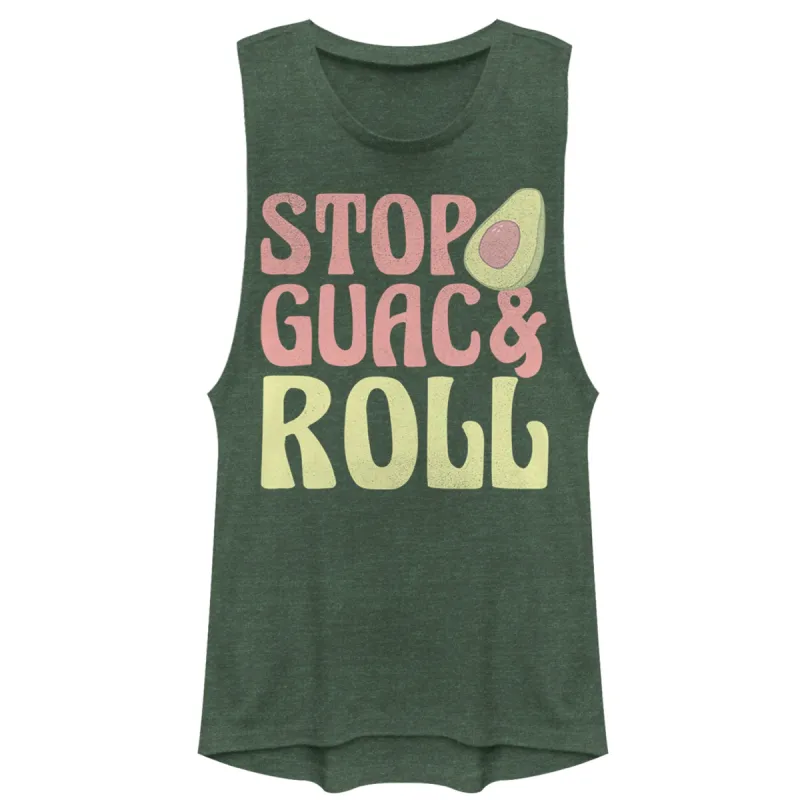 Junior's CHIN UP Stop Guac & Roll Motto Festival Muscle Tee sold by Chin Up Apparel