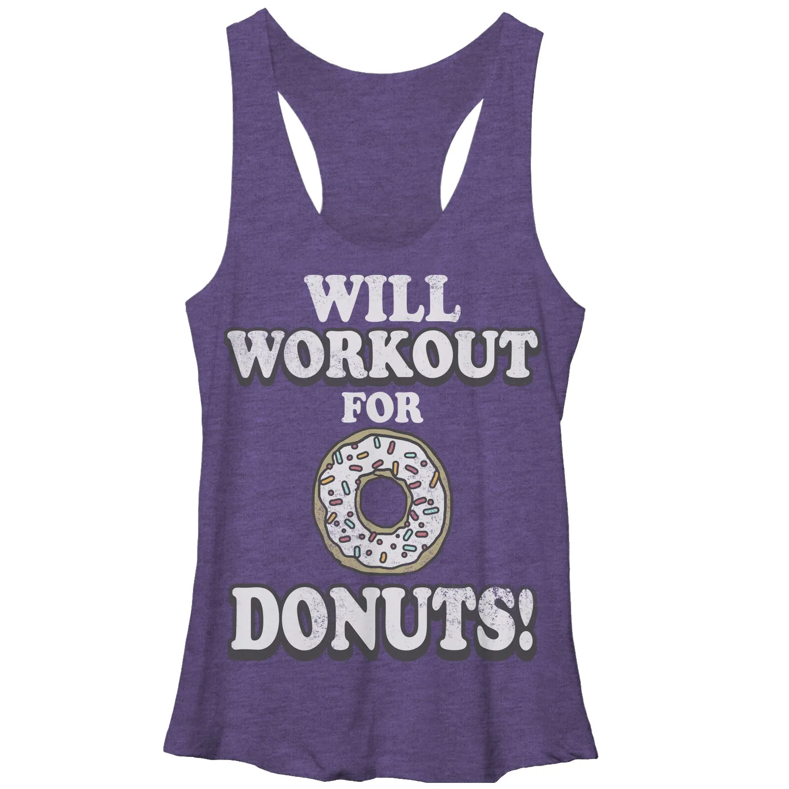 Women's CHIN UP Will Work Out For Donuts Racerback Tank Top sold by Chin Up Apparel