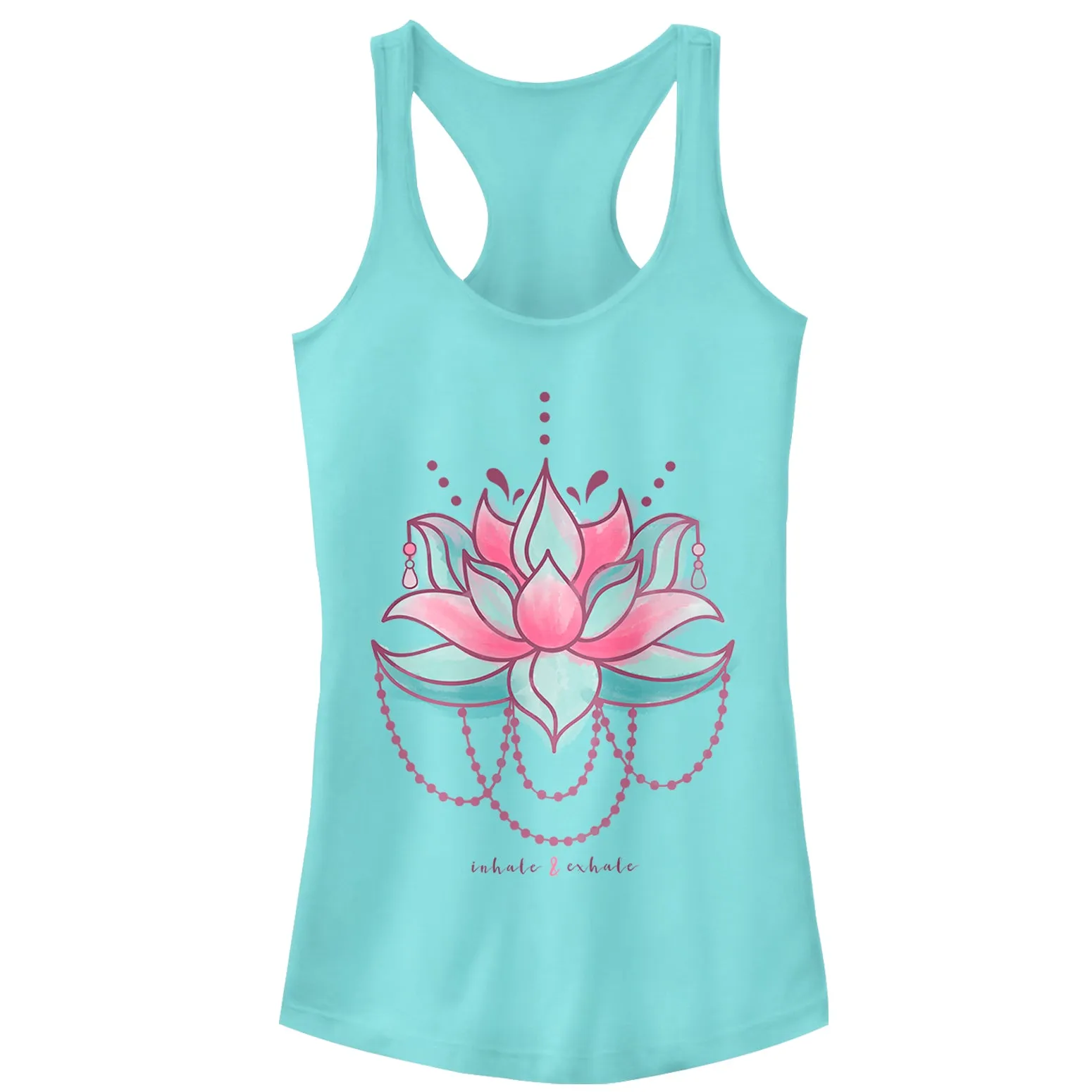 Junior's CHIN UP Inhale Exhale Lotus Flower Racerback Tank Top sold by Chin Up Apparel