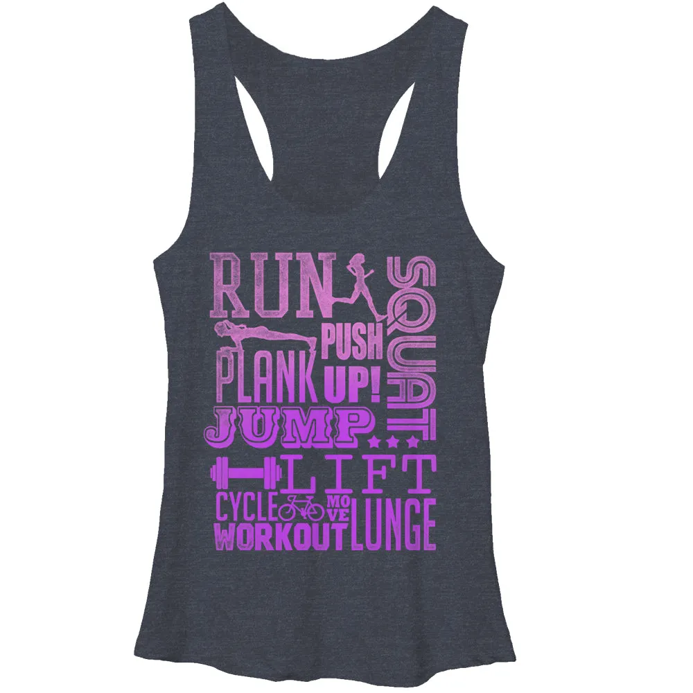 Women's CHIN UP Run Squat Jump Workout Racerback Tank Top sold by Chin Up Apparel