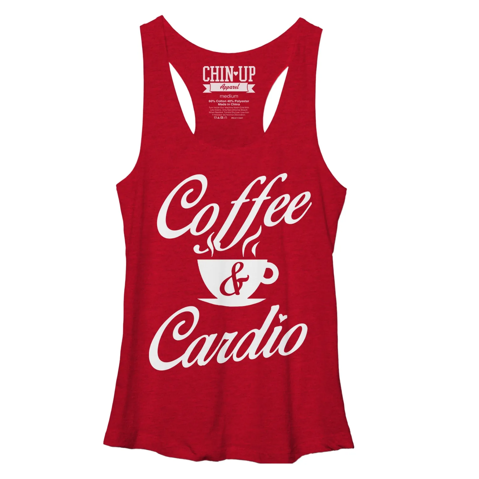 Women's CHIN UP Coffee and Cardio Racerback Tank Top sold by Chin Up Apparel