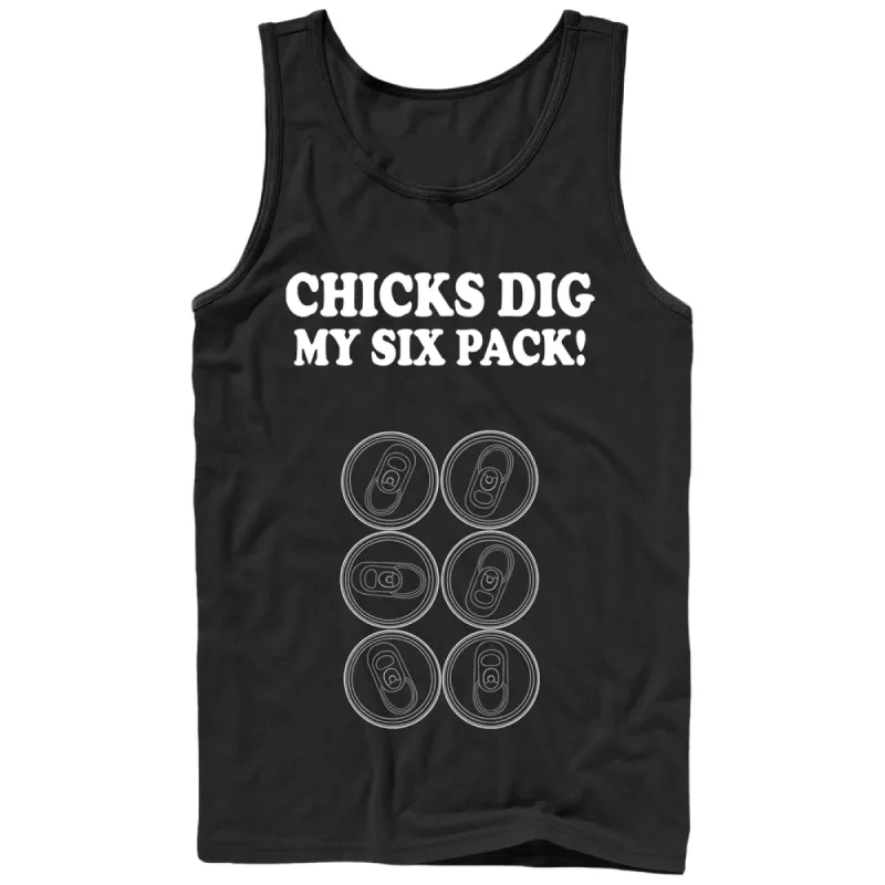 Men's CHIN UP Chicks Dig My Six Pack Tank Top sold by Chin Up Apparel