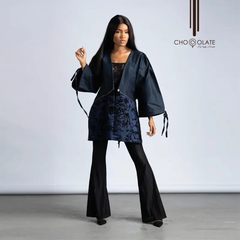 Premium Navy Blue Print Booty Jacket (OUT OF STOCK BUT AVAILABLE IN OTHER FABRICS) sold by Chocolate