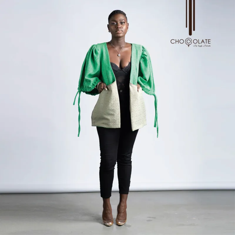 Two Tone Green Booty Jacket (OUT OF STOCK BUT AVAILABLE IN OTHER FABRICS) sold by Chocolate